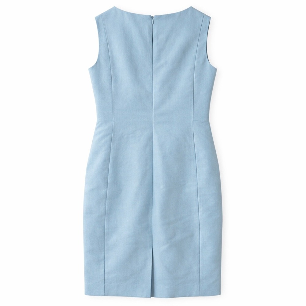 Talbots Irish Linen Sheath Dress Blue Womens Size 10 Classic Quiet Luxury - Picture 4 of 12